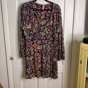 Xhilaration BabyDoll Floral Print Dress with velvet trim